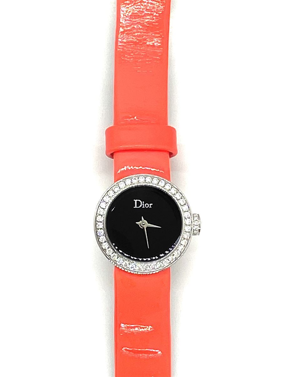 【予約販売品】 Christian Dior◆クォーツ腕時計/CD040110-J/アナログ/エナメル/BLK/ORN クリスチャン・ディオール