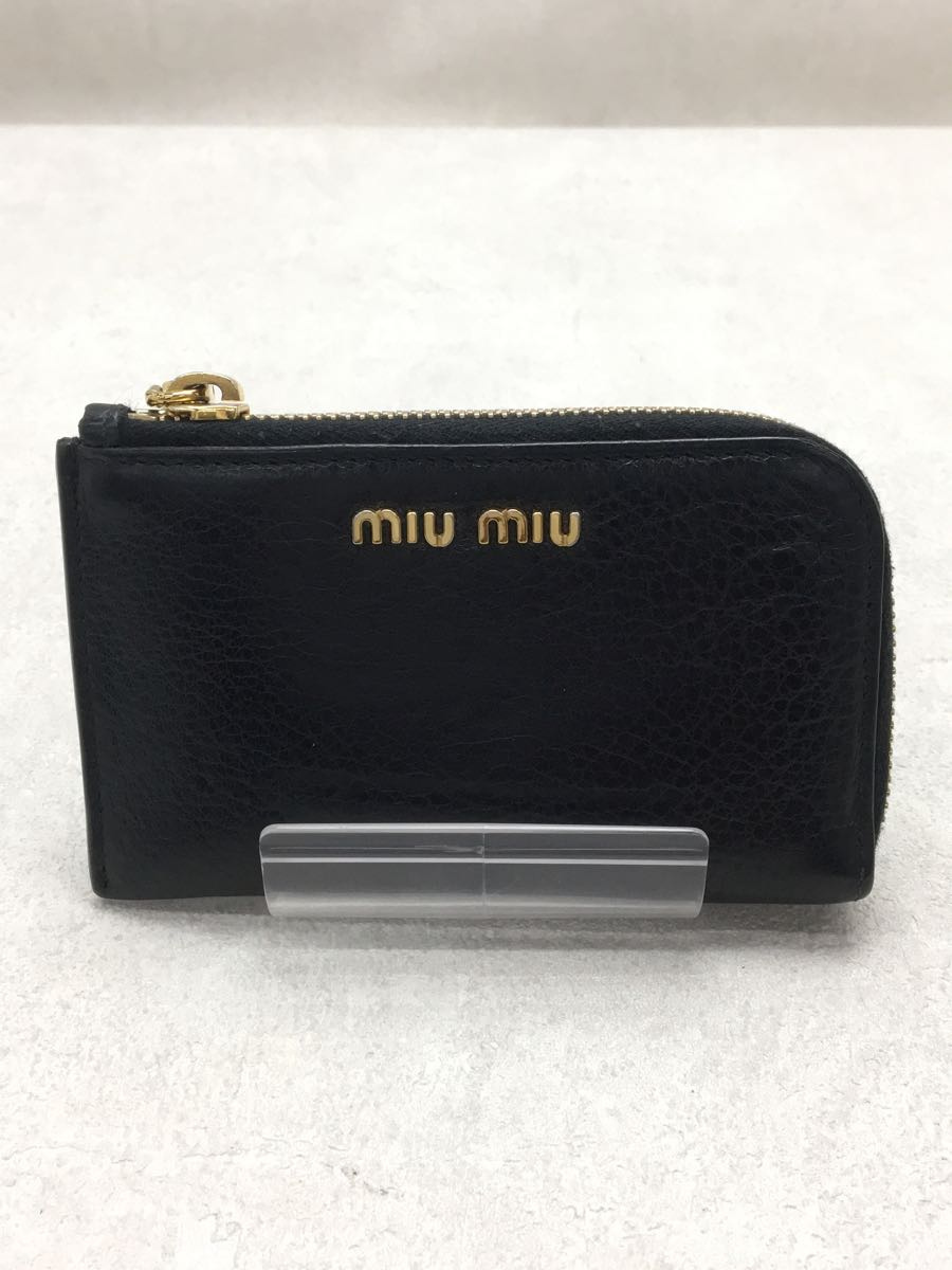 MIU MIU◆コインケース/レザー/BLK/無地/レディース