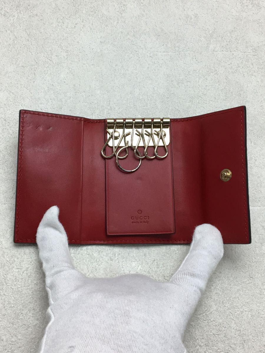 GUCCI◆キーケース_グッチシマ/フェイクレザー/RED/レディース_画像4