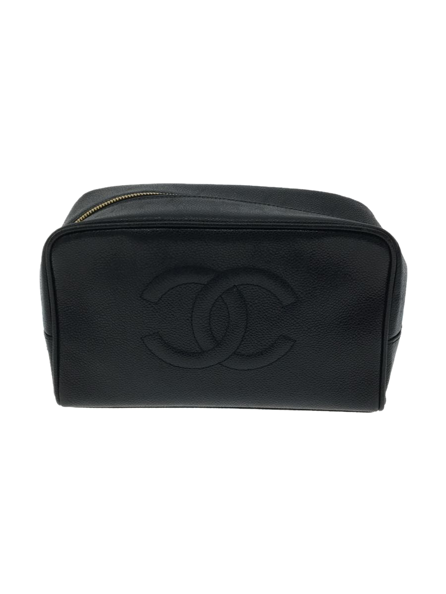 CHANEL◆ポーチ/レザー/BLK/ブラック/シャネル/レディース/中古/セカンドストリート/鞄/ラグジュアリー