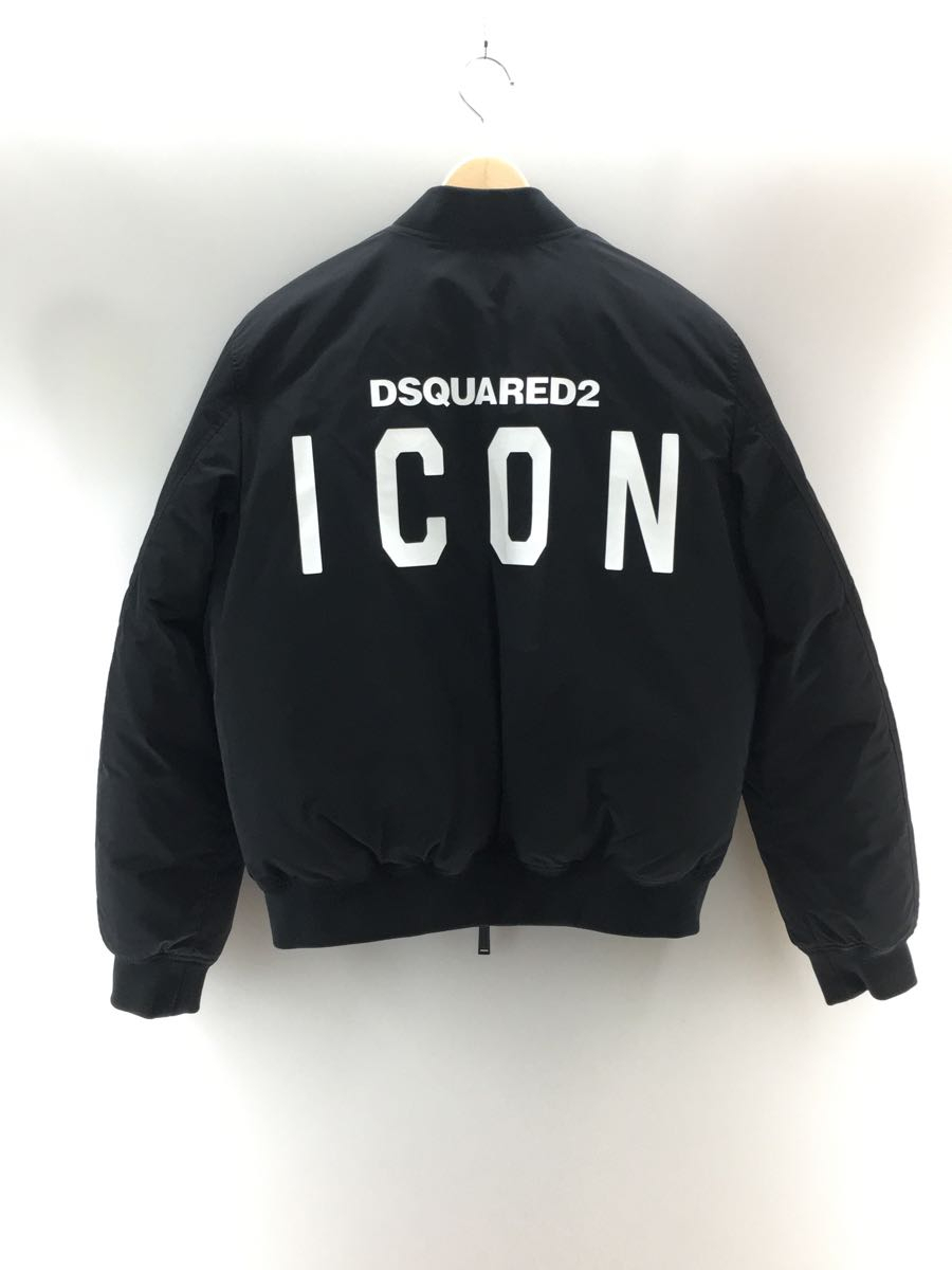 DSQUARED2◆ダウンボンバージャケット/S74AM0951/44/ポリエステル/BLK/黒/アイコンロゴ_画像2