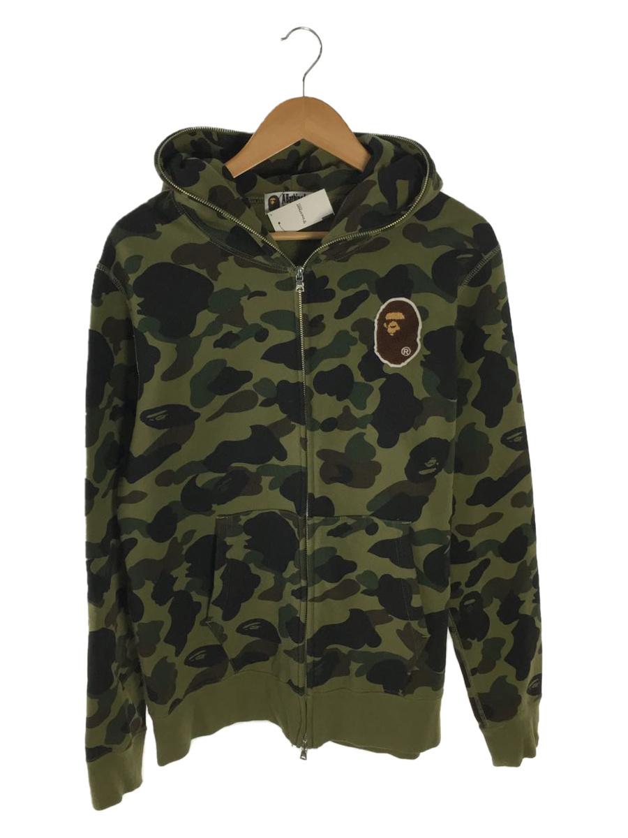 流行に A BATHING APE◇ジップパーカー/L/コットン/KHK/カモフラ