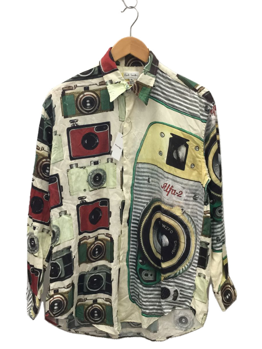 Paul Smith◇長袖シャツ/M/コットン/WHT/カメラ/総柄/フロントシミ有-