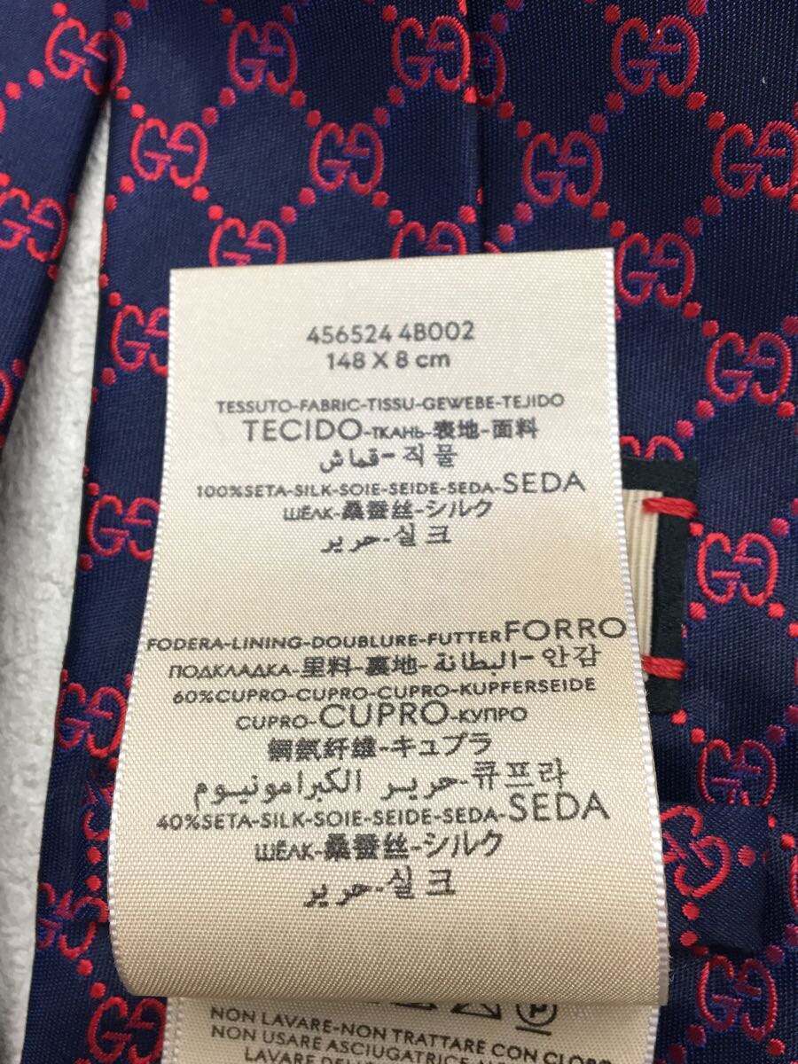 GUCCI◆ネクタイ/シルク/NVY/総柄/メンズ/456524 4B002_画像4