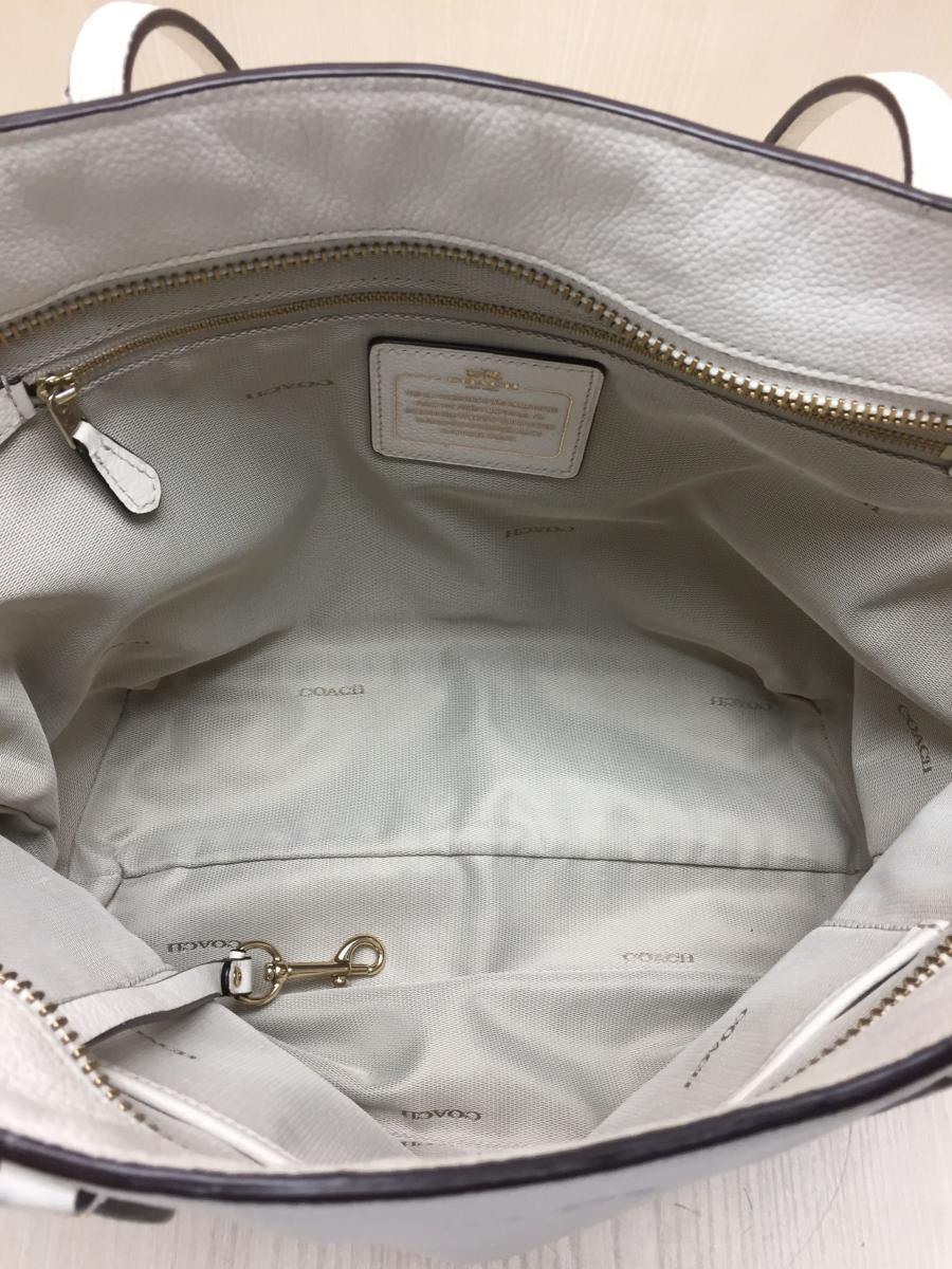 COACH◆トートバッグ_オールレザー/レザー/WHT_画像5