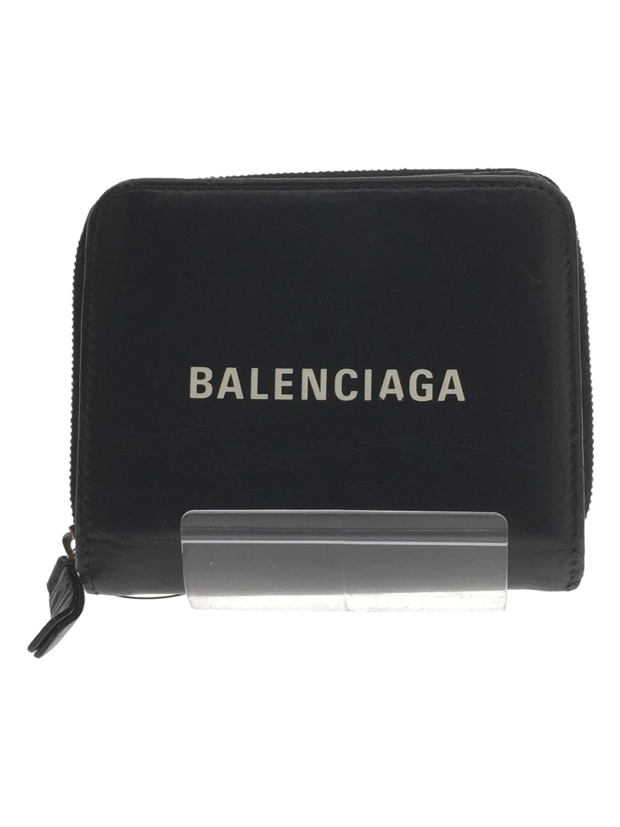 2022 新作】 BALENCIAGA◇2つ折り財布/エブリデイ/羊革/BLK/メンズ 二