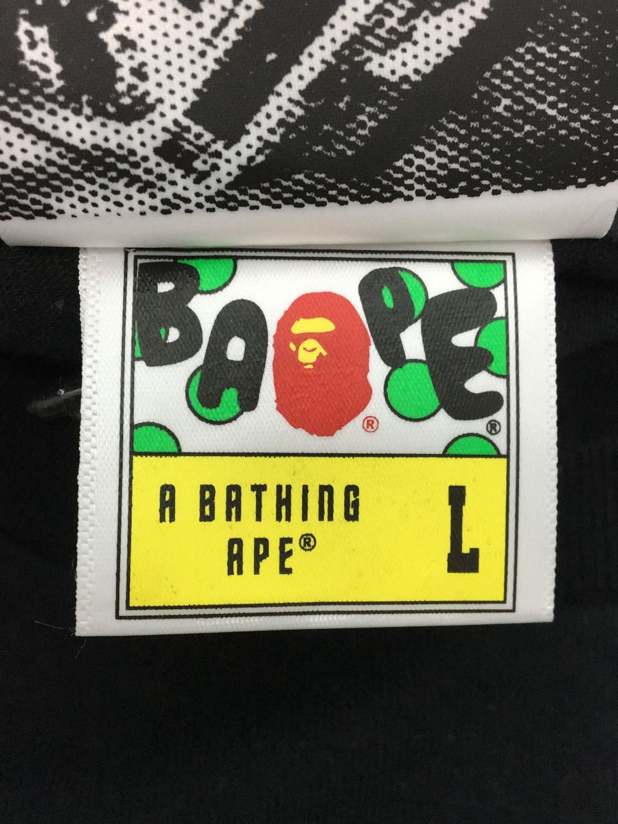 A BATHING APE◆SHADOW BAPE L/S TEE/長袖Tシャツ/L/コットン/BLK/無地/001ltj301012m_画像4