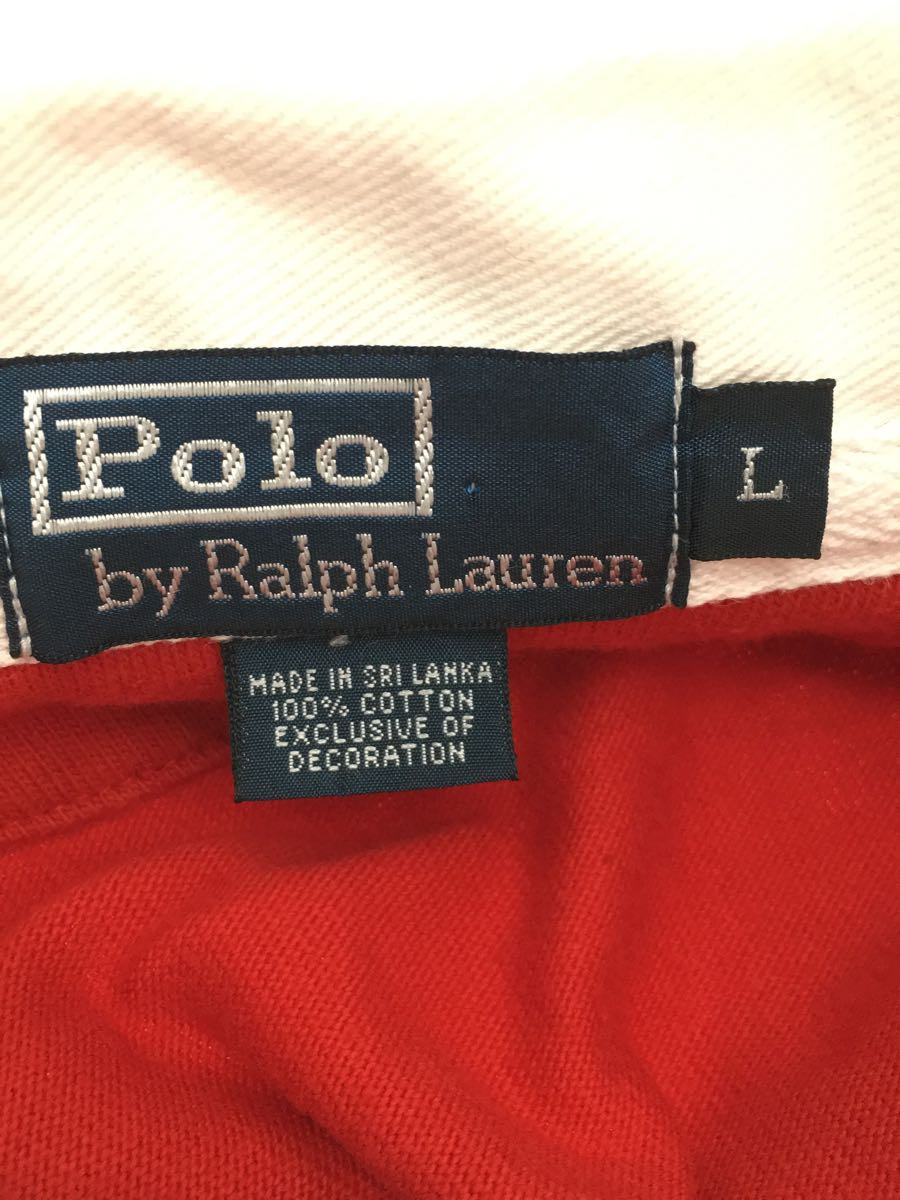 POLO RALPH LAUREN◆ポロシャツ/L/コットン/RED/無地_画像3