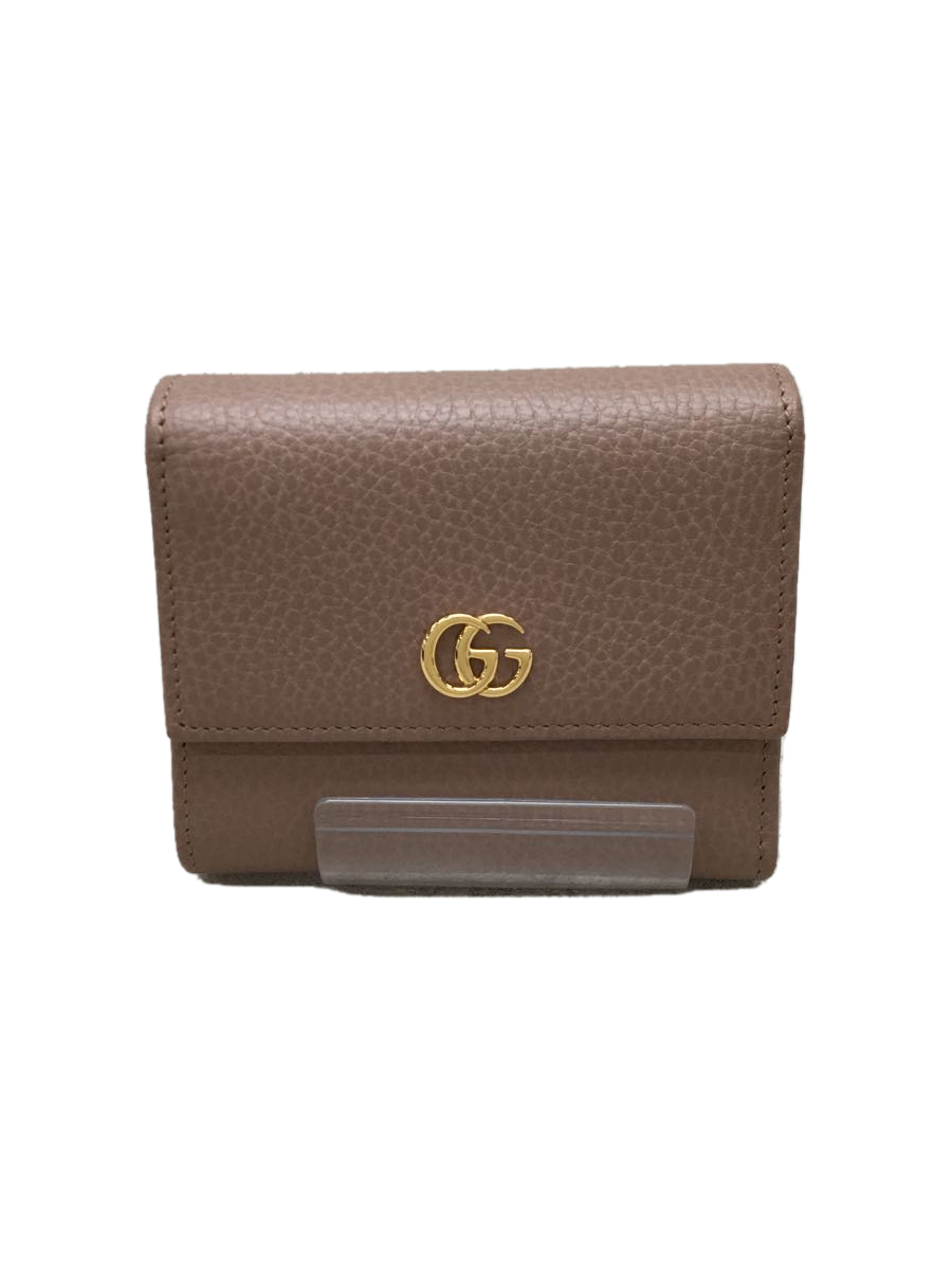 同梱不可】 GUCCI◇3つ折り財布/レザー/PNK/レディース 二つ折り財布