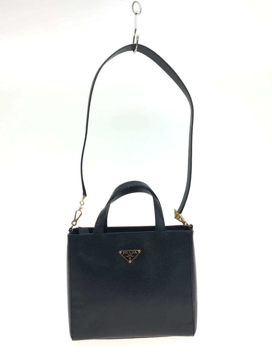 PRADA◆サフィアーノ/2WAY/トートバッグ/レザー/NVY