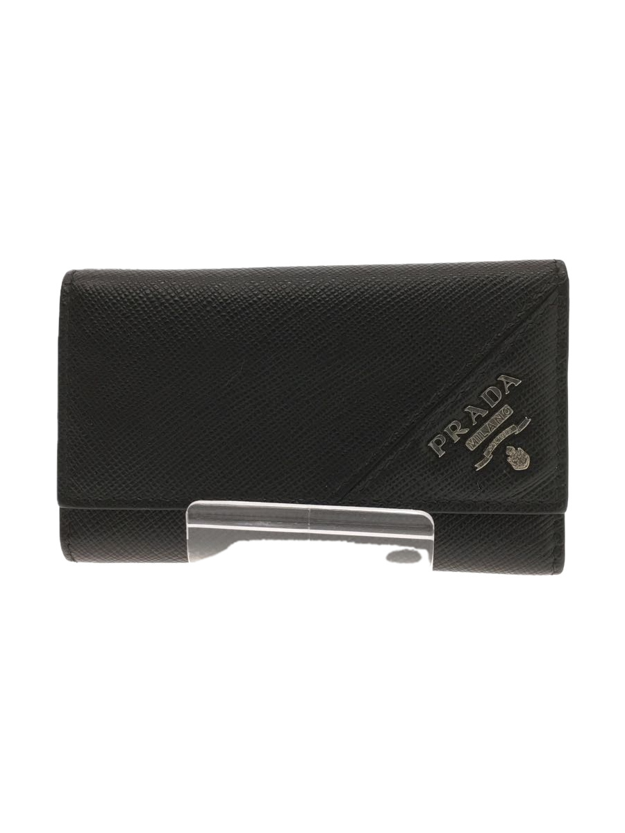 世界的に有名な PRADA◇サフィアーノ/6連/キーケース/レザー/BLK/無地
