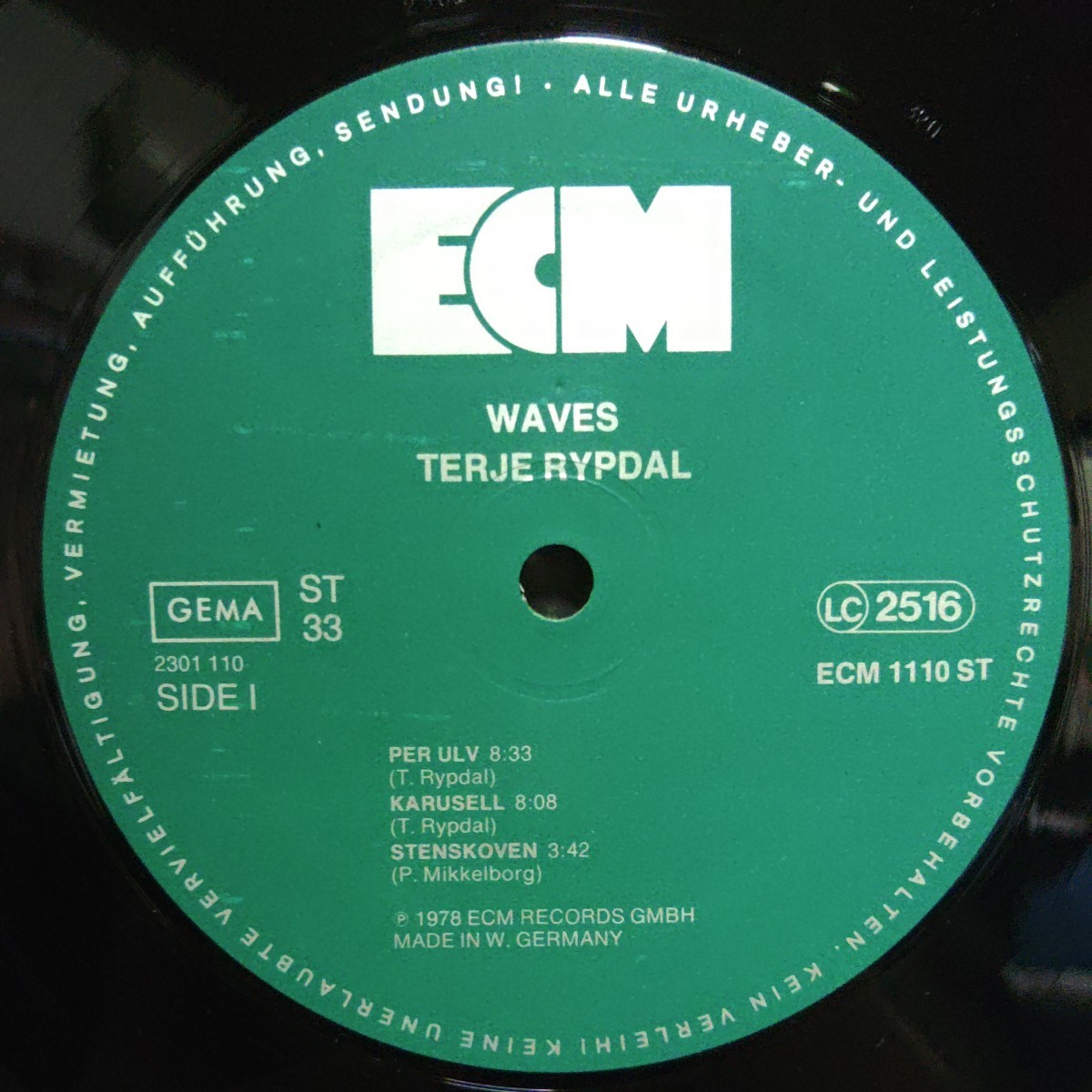 西ドイツ盤LP　Terje Rypdal Waves ECM- 1110 テリエ・リピダル_画像3