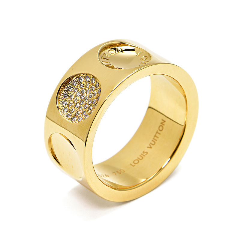 超高品質で人気の 金無垢 幅広 幅太 ダイヤ 新品仕上済 K18YG 19.5号 #59 グランドバーグアンプラントリング ルイヴィトン イエローゴールド 送料無料 中古 指輪