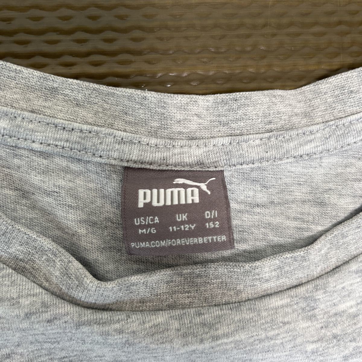 6-5　PUMA　プーマ　デカプリント半袖Tシャツ　グレー×黒ブラック　150