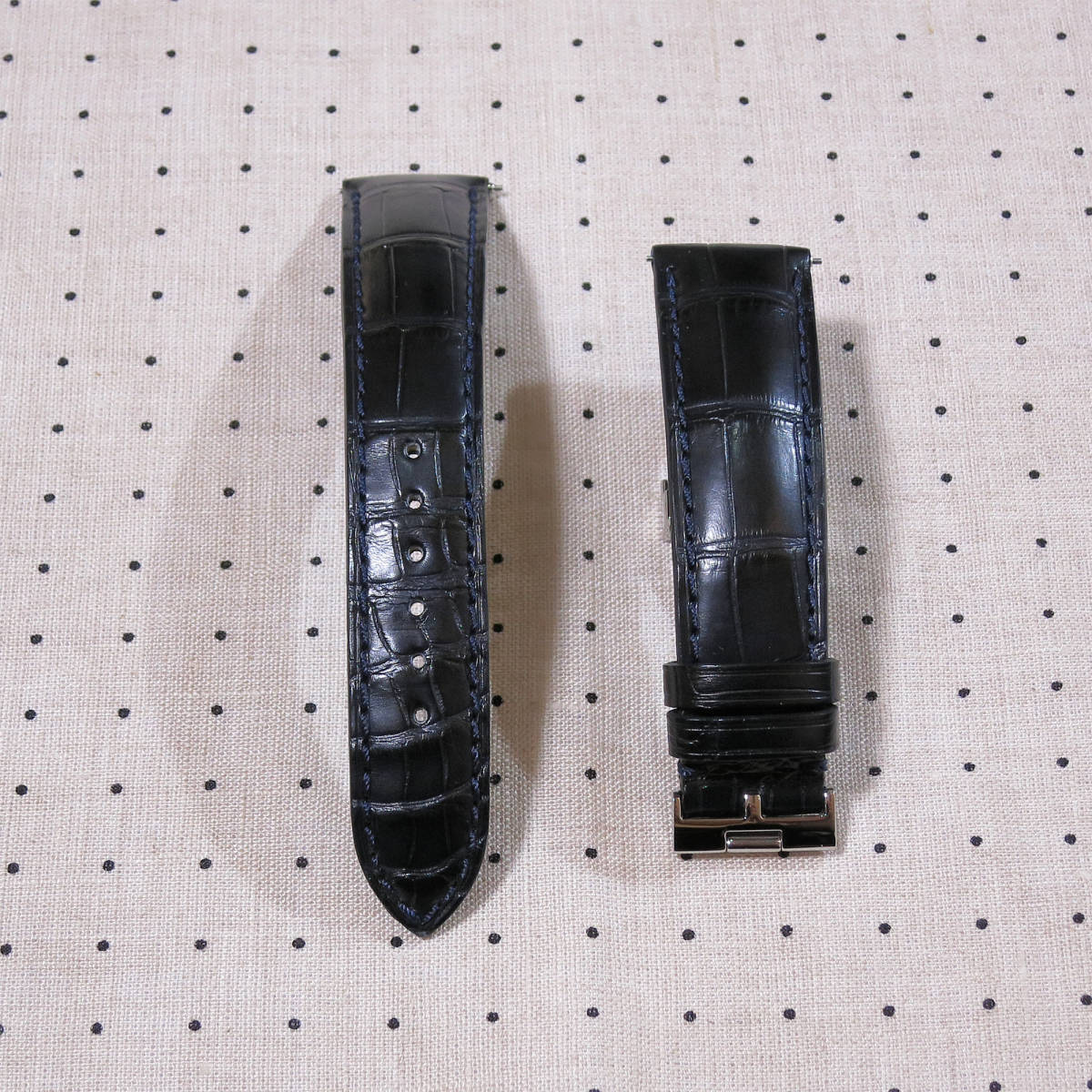 カミーユ・フォルネ 時計ベルト アリゲ-タ- マリーンマット竹斑 19mm