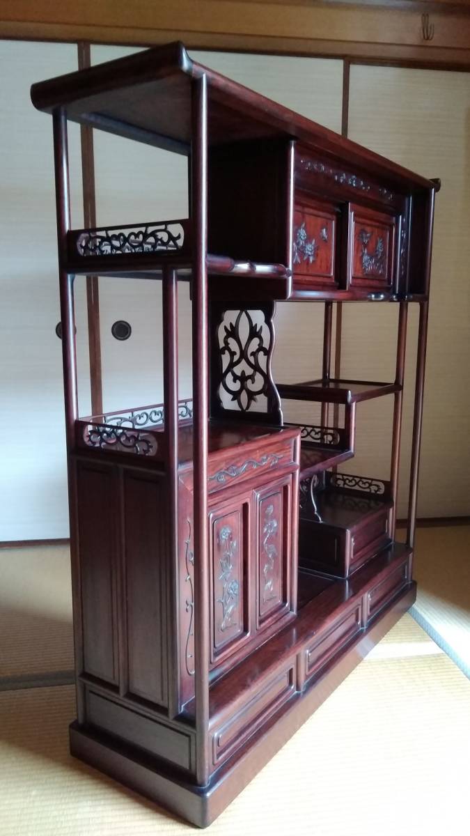 本物 茶箪笥 飾り棚 和家具 黒檀 煎茶道具 飾棚 茶棚 収納 茶室 唐木