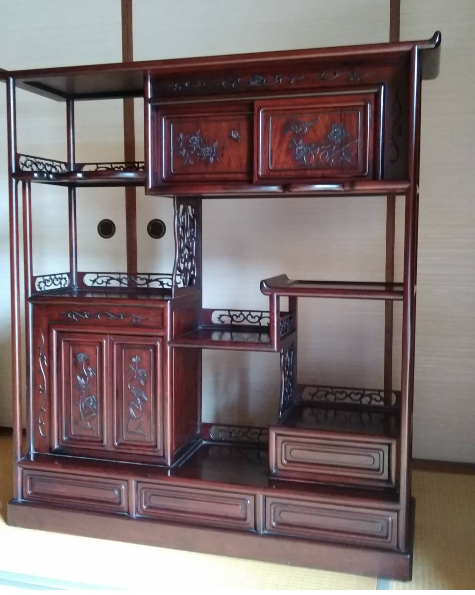 ☆r☆【レトロ家具・飾り棚】紫檀 唐木家具・収納家具/茶道具 煎茶棚