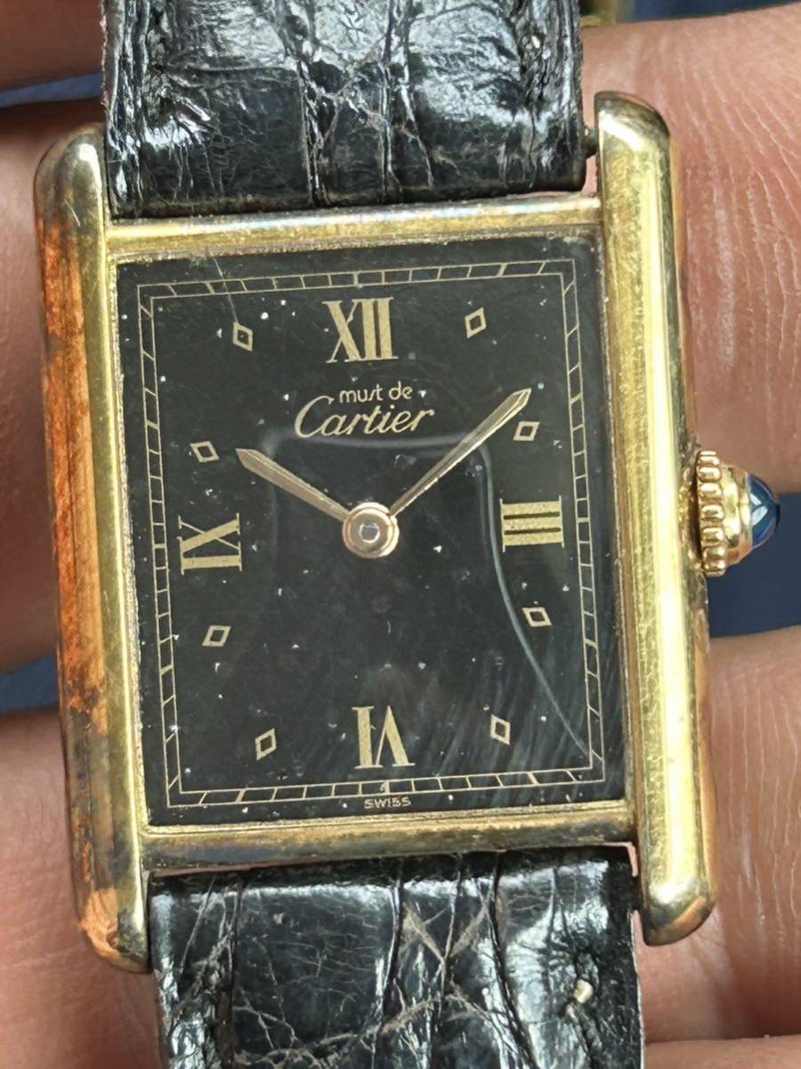 本物保証　カルティエ Cartier レディース 腕時計 ヴェルメイユ VERMEIL 55169 マストタンク Tank Quartz 925 稼働　電池交換済み_画像10