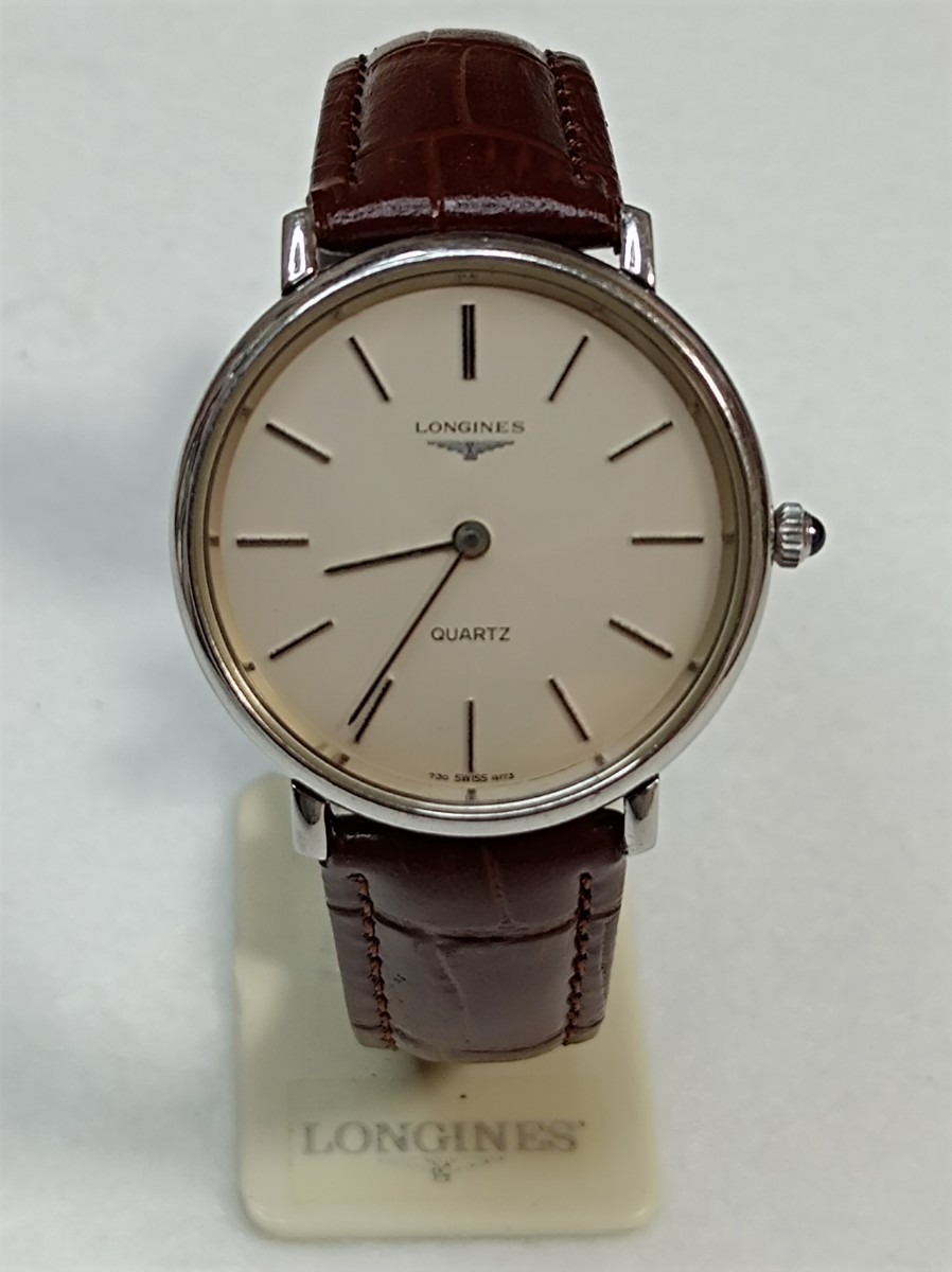 稼働品 ロンジン メンズ腕時計 シルバー文字盤 電池 社外品革ベルト LONGINES(ロンジン)｜売買されたオークション情報、yahooの