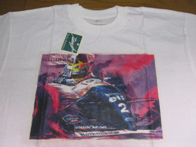 新品　希少　激レア　タグ付　アイルトン　セナ　Tシャツ　Lサイズ　Tatsu Nakatsu　ウィリアムズ　ルノー　ロゴ　白　F1　当時物