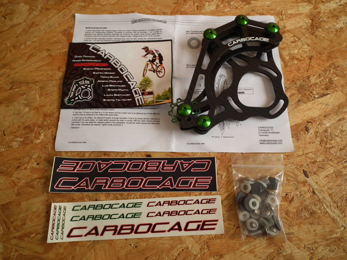 CARBOCAGE チェーンガイド ISCG-05 36-38T グリーン (チェーンデバイス CARBON カーボン カーボケージ MTB トレイル 4X KCNC)