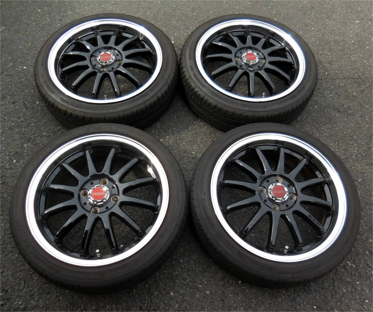 値下げ●S CADA エスカーダ 16×5.5J (48) 4H PCD100 ブラックPO バリ山 グッドイヤー 165/50R16 軽自動車 S/CADA ムーブ タント ミラ●_画像1