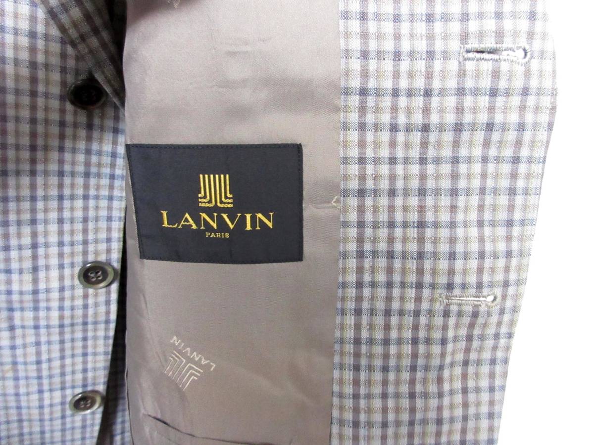 ランバン LANVIN テーラードジャケット ブレザー チェック グレー系 東3812_画像8