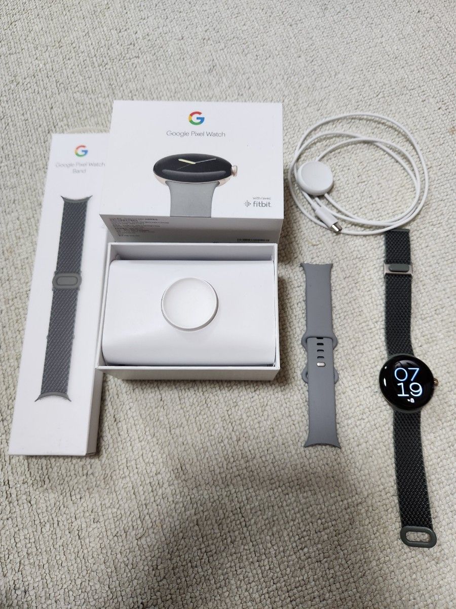 Google pixel watch ヘーゼル Wi-fiモデル 純正ウーブンバンド(Ivy