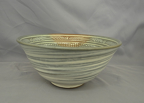 （28）三楽陶芸　茶碗　韓国　中古　美品 pre-owned 　三島　陶製　茶道具 green tea bowl_画像3