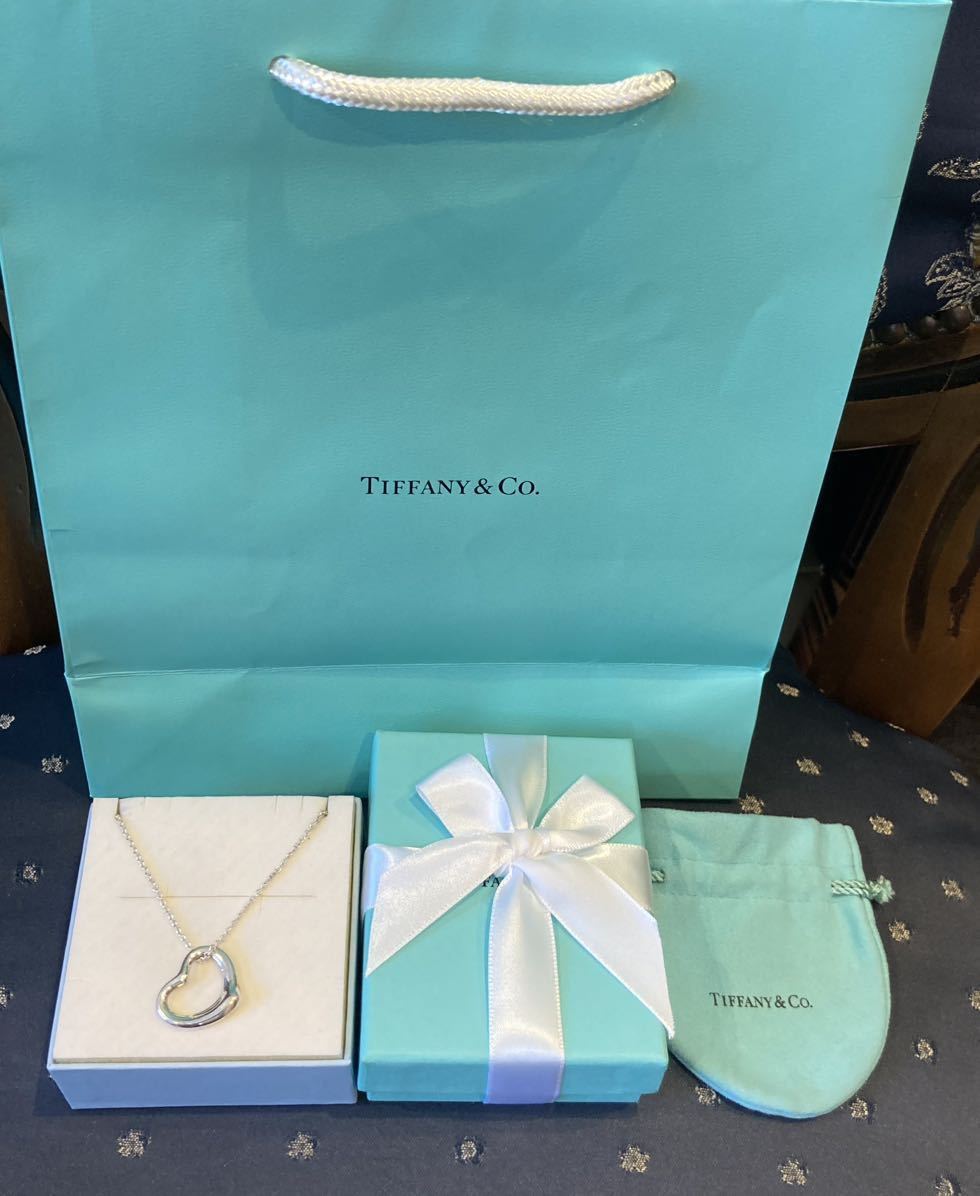 新品 正規品 ティファニーアンドコー TIFFANY &Co. ネックレス ◎プレゼント 仕様◎オープンハート ラージ シルバー 箱巾着紙袋　ハート_画像3