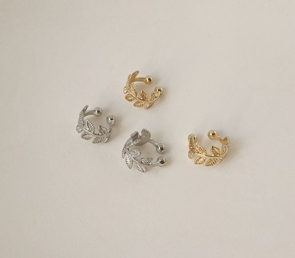 葉っぱ柄 リーフ イヤーカフ ★ 耳に挟む イヤリング ジュエリー クリップ ノンホールピアス アクセサリー 片耳用 銀 a3の画像10