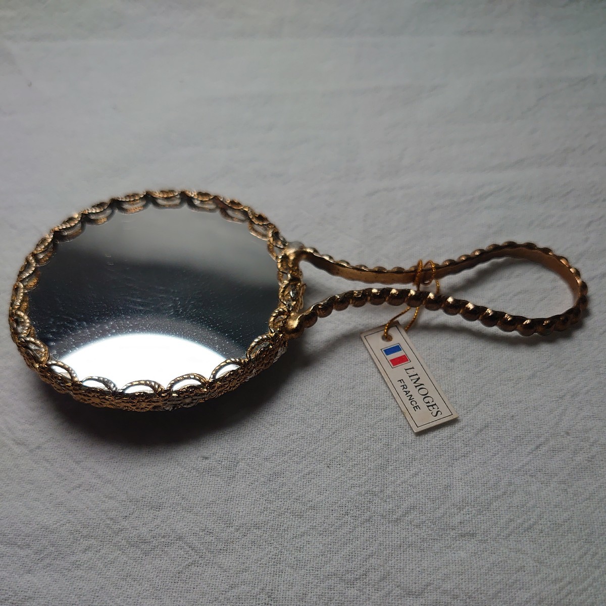  Limo -juLIMOGES CASTEL France made hand-mirror antique hand mirror retro 