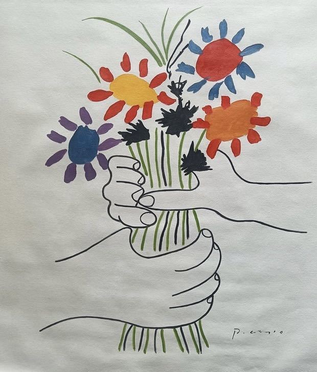 ◆Modern Art◆肉筆☆油絵☆F20号ピカソ「花を持つ手」/模写_画像1