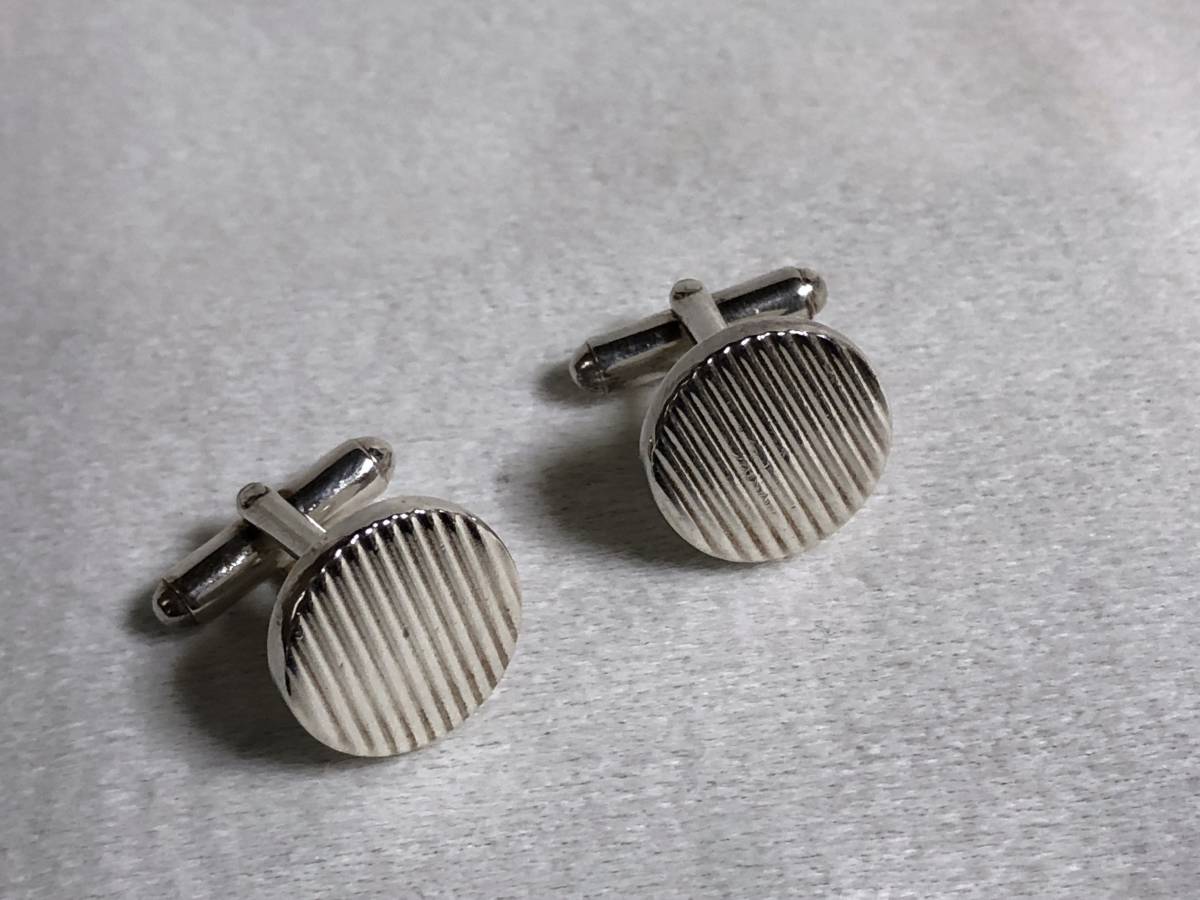  regular TIFFANY&CO Tiffany stripe oval Vintage cuffs silver 925 antique cuff links solid stripe round button 