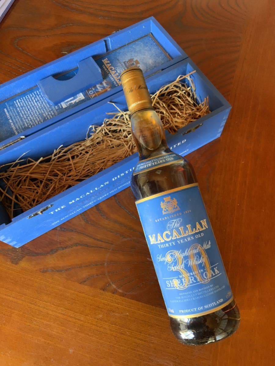 未開栓 MACALLAN マッカラン 30年 ブルーラベル ウイスキー スコッチ シェリーオーク 木箱入り 700ml 43% 古酒 