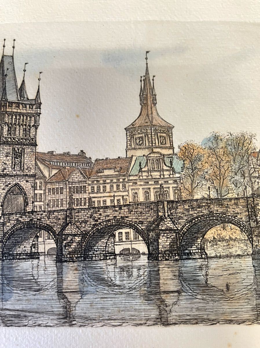 カレル橋 charles bridge 作家不明 アンティーク 希少 風景 洋風_画像4