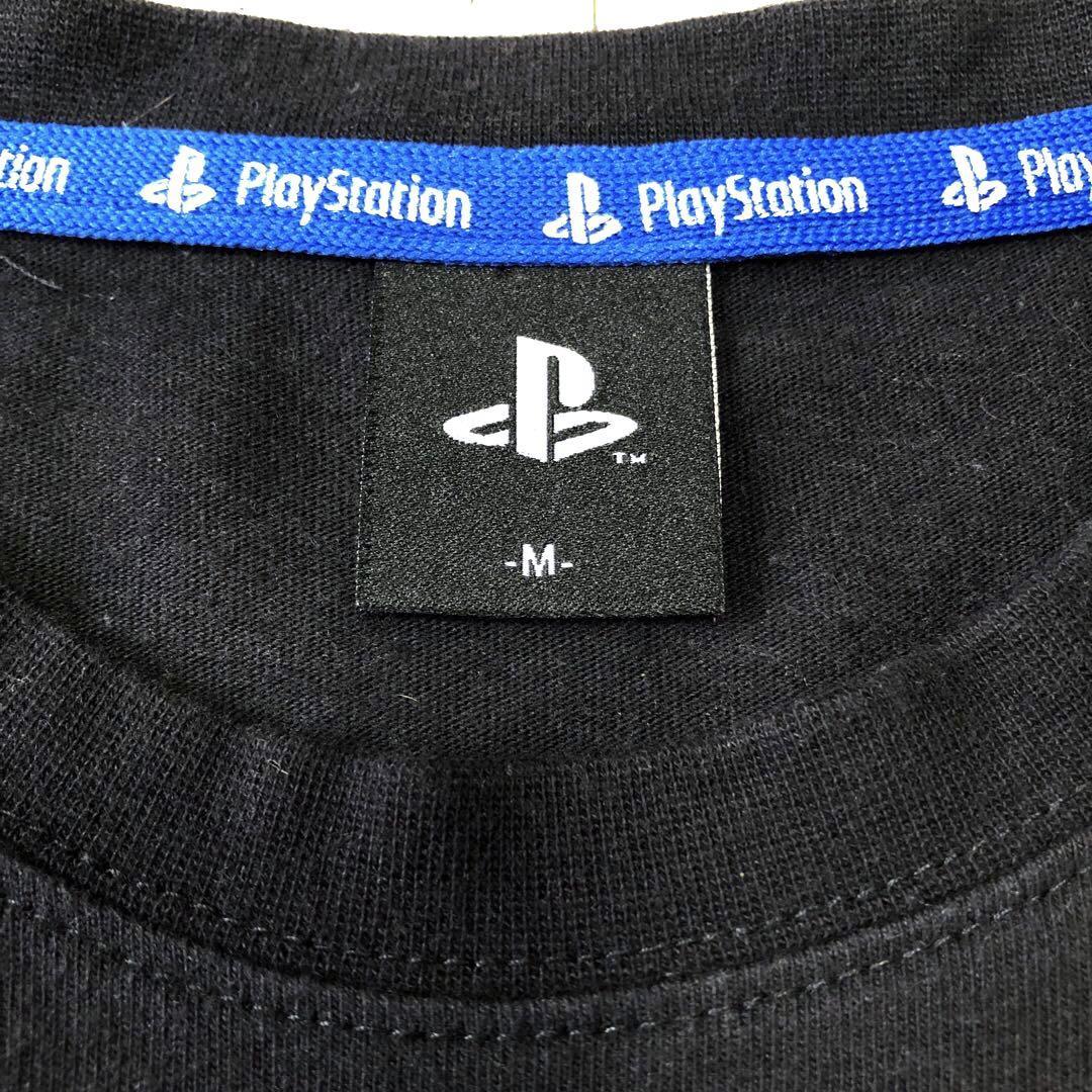 M 美品 PLAYSTATION プレイステーション 黒 Tシャツ ビッグロゴプリント プレステ ゲーム 企業 ソニー SONY 古着 ゲーマー eスポーツ y2k_画像6