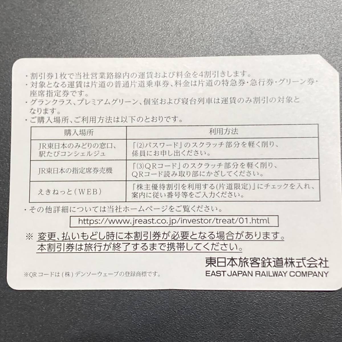 MYT-20】 JR東日本株主優待割引券（4割引） 3枚セット有効期間2023年7