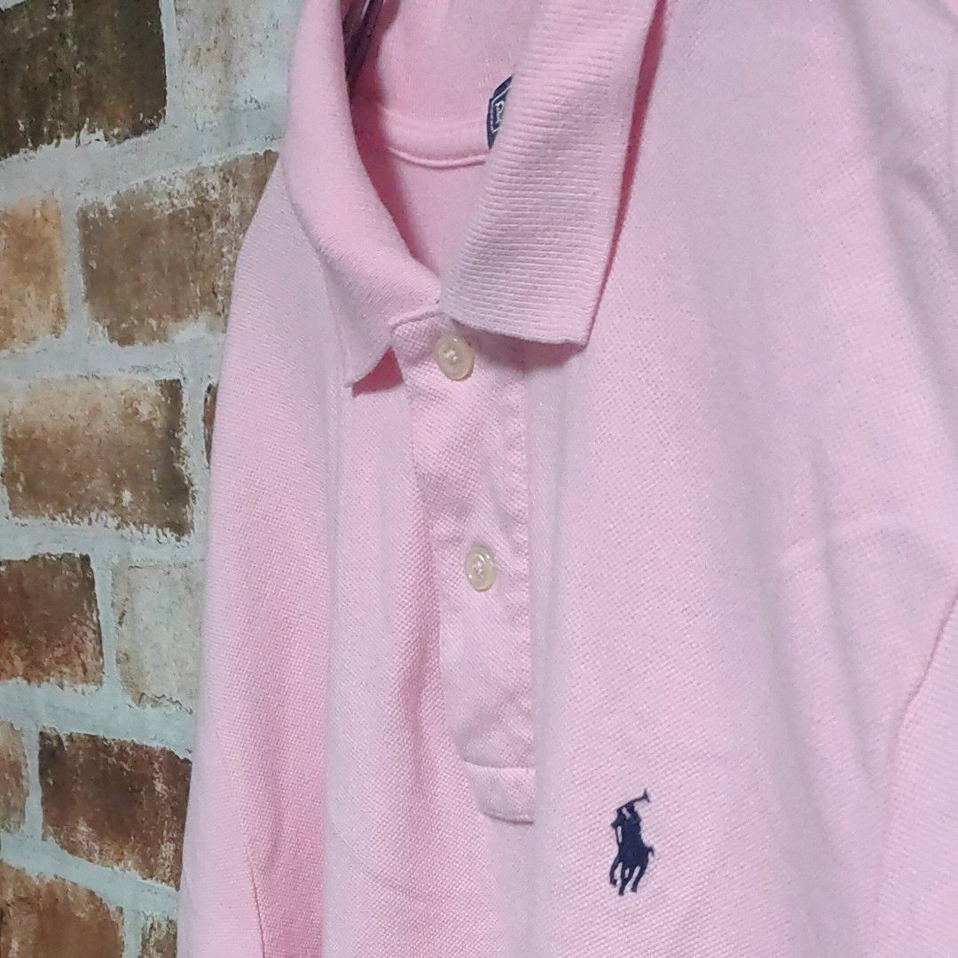 Polo Ralph Laurenポロラルフローレンポロシャツ ピンク定番刺繍ロゴ 鹿の子 サイズＬ