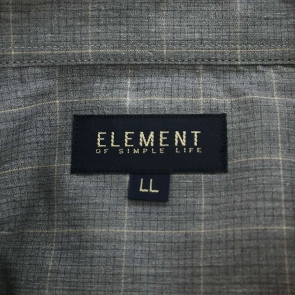 【新品 未使用】 ELEMENT SIMPLE LIFE シンプルライフ レナウン ウインドウペン★ 長袖 シャツ Sz.LL　メンズ 灰 大きい　C3T05228_6#C_画像5