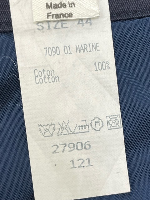 (I05488) セリーヌ CELINE ヴィンテージ コットン100% チェーン金具付き ラップ風スカート 大きいサイズ 44 ネイビー系_画像3