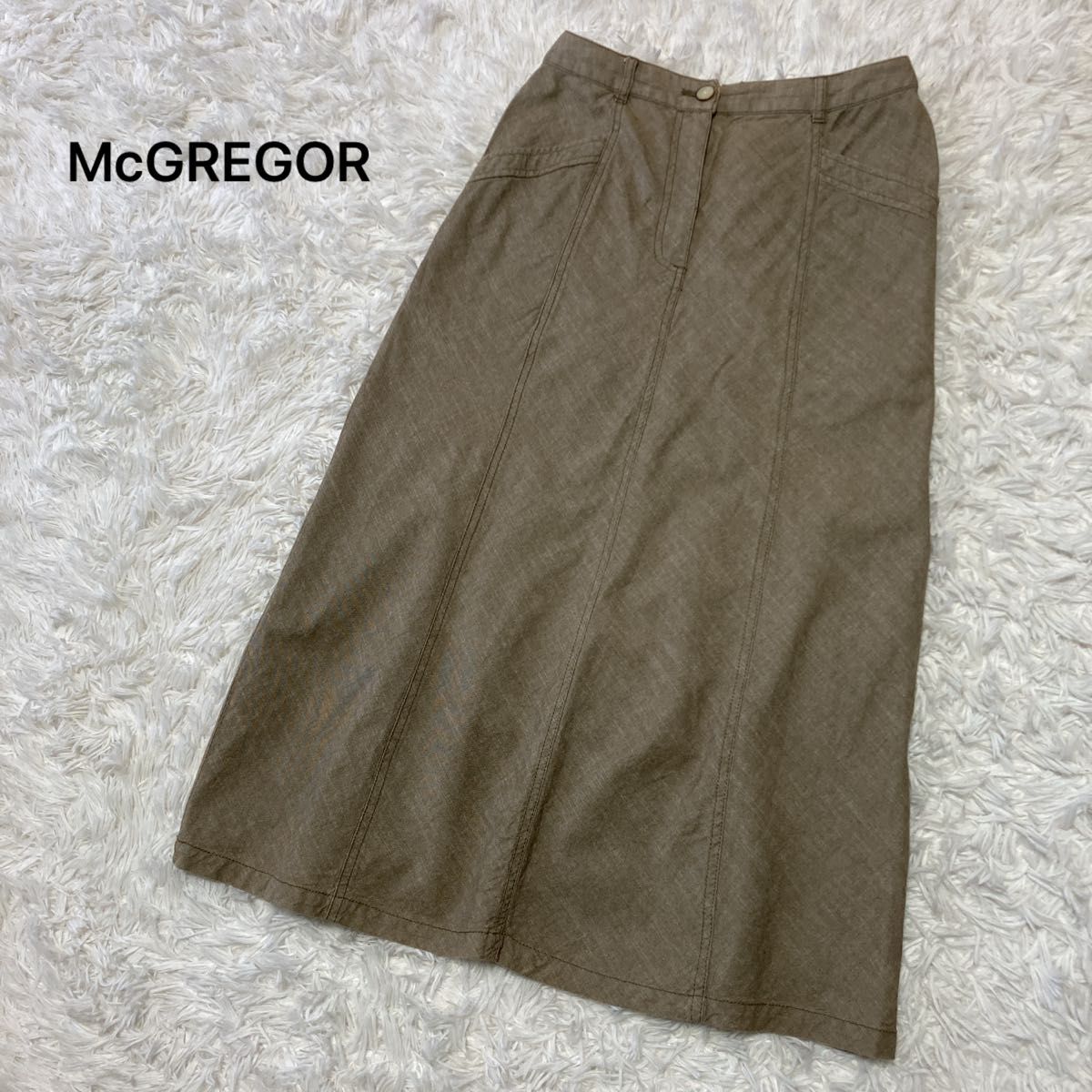 McGREGOR マックレガー ロングスカート 台形シルエット ポケットあり 綿100% カーキ 薄手 M｜PayPayフリマ