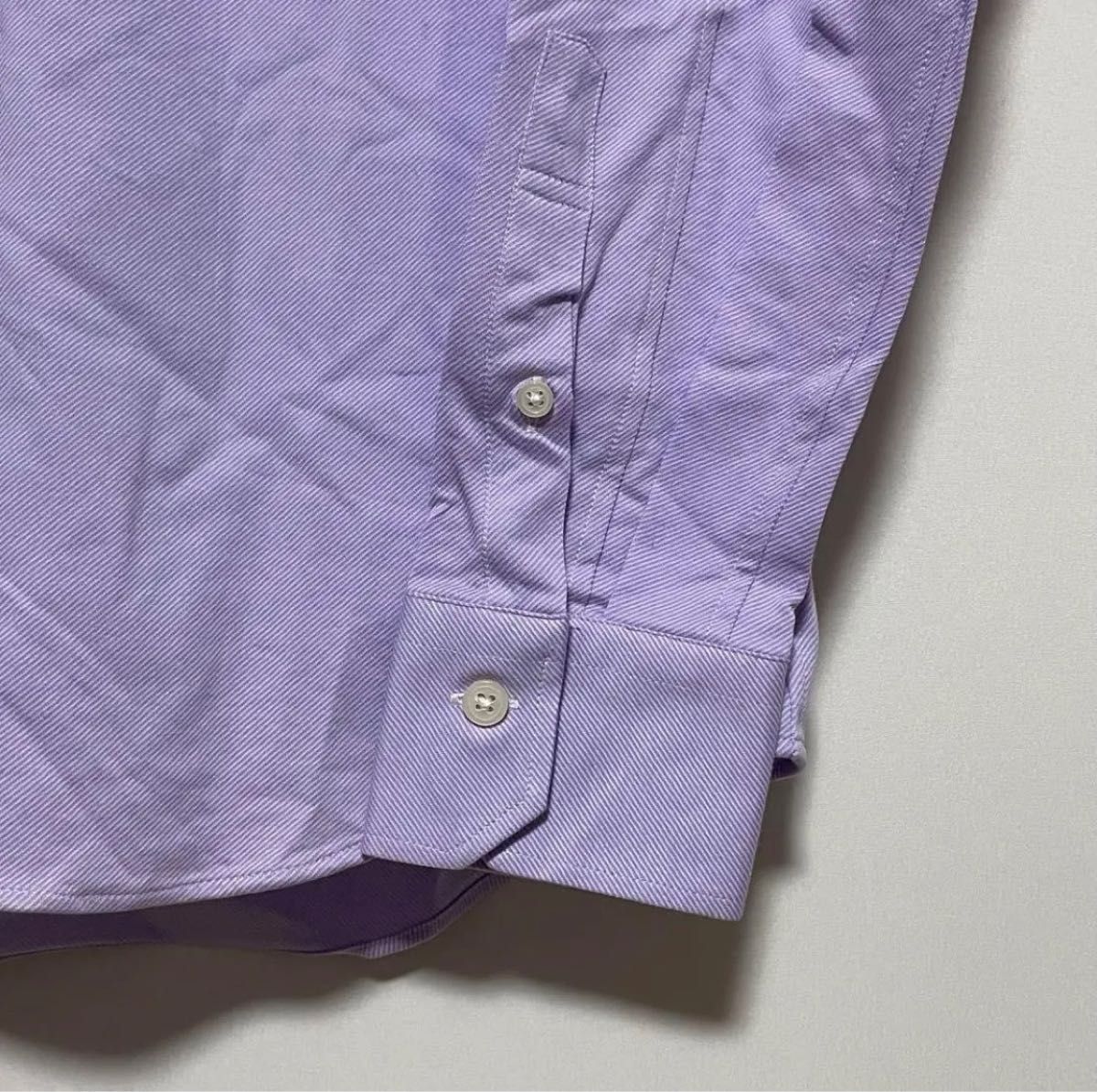コムサイズム【Ｓ】紫　ボタンダウンシャツ　ワイシャツストレッチ 長袖シャツ