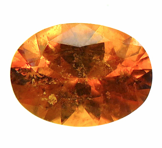 クリノヒューマイト 0.79ct 濃いオレンジ Pamir タジキスタン 瑞浪鉱物展示館 4449