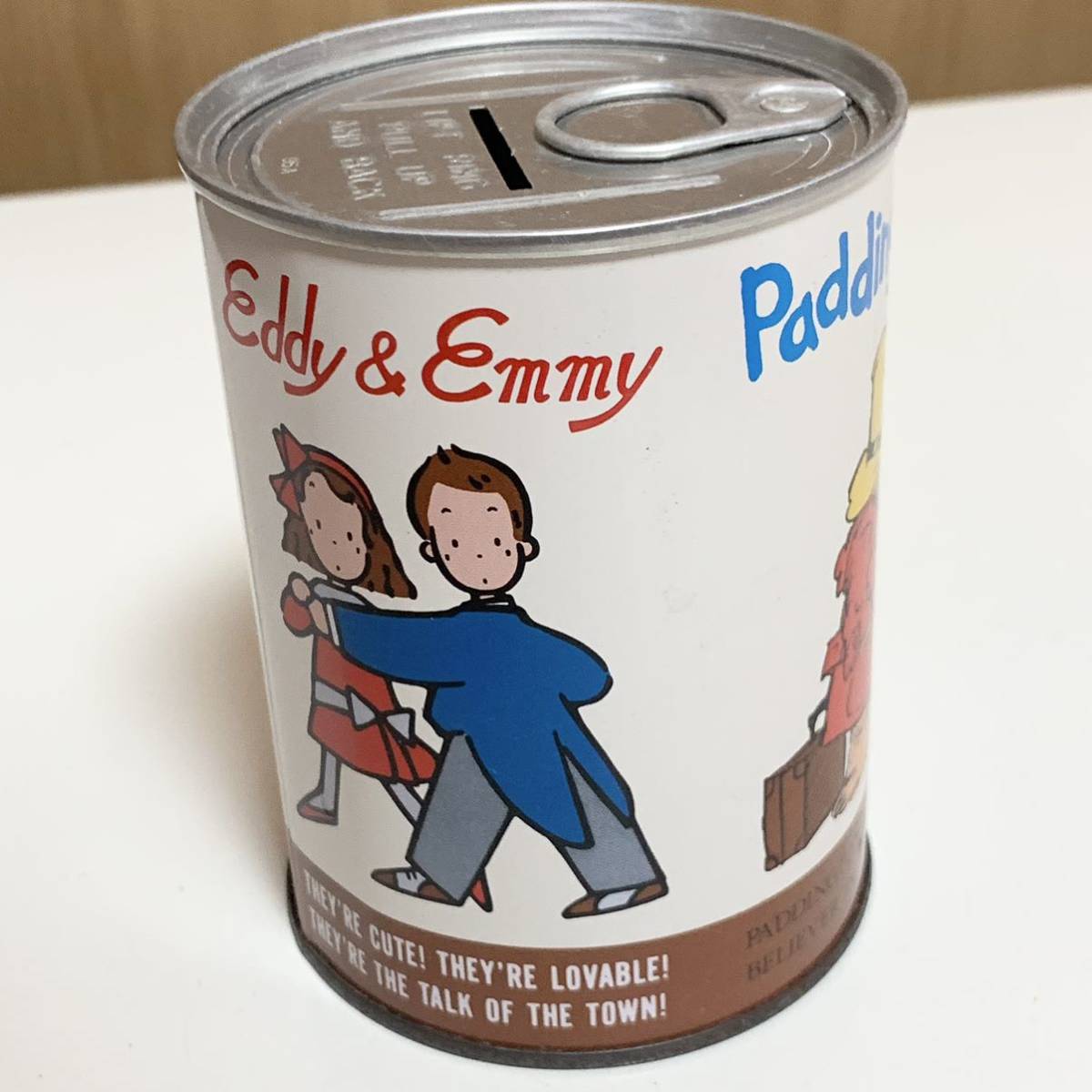 ☆匿名配送 EDDY&EMMY パディントン 太陽神戸三井銀行 缶 レア希少 非売品ノベルティー 昭和レトロ限定品 コインバンク年代物 ららら貯金箱_画像2