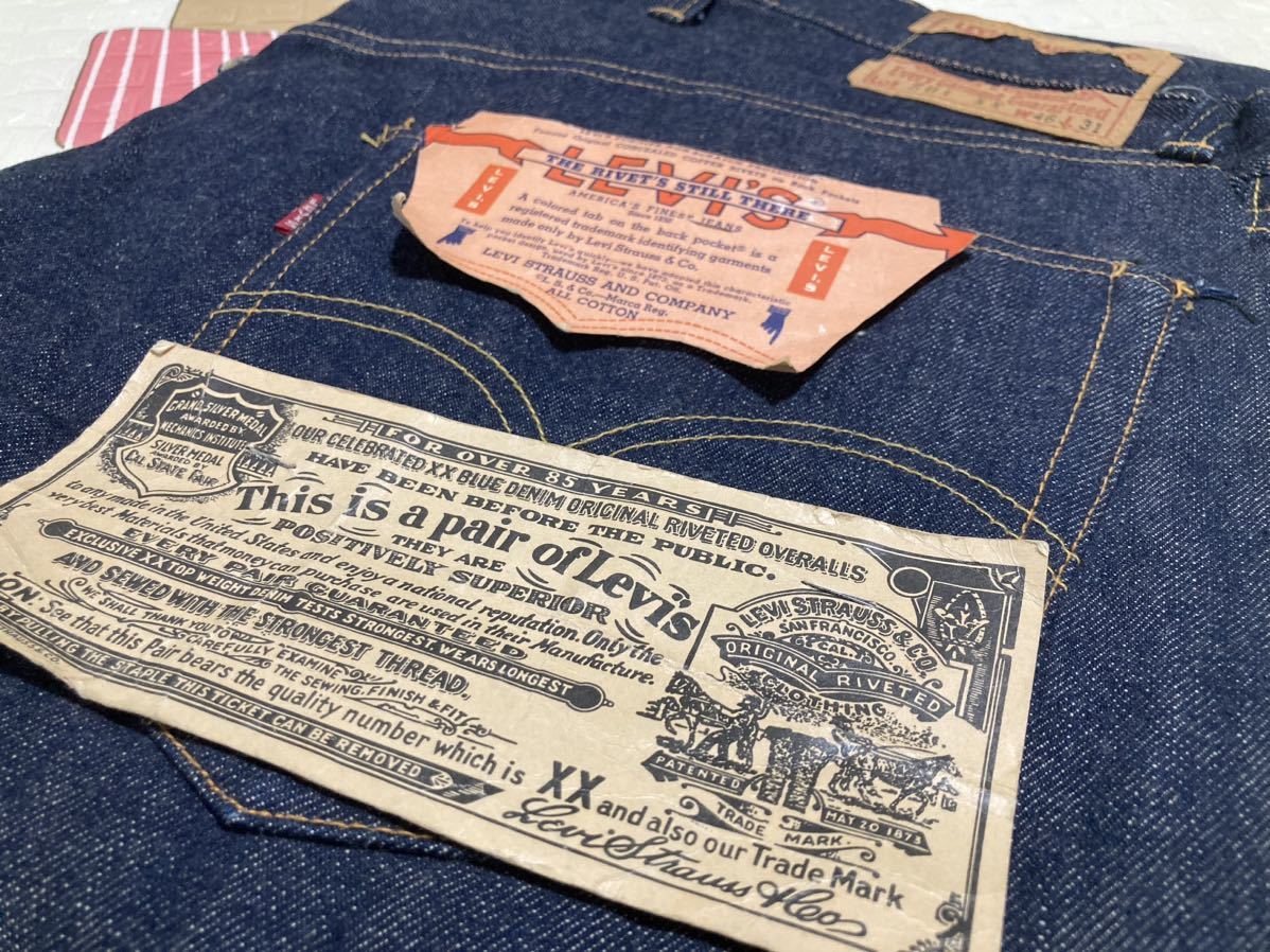  Levi's 50s 501XX guarantee entering paper patch dead stock flasher attaching 55 model 16 number factory Vintage 