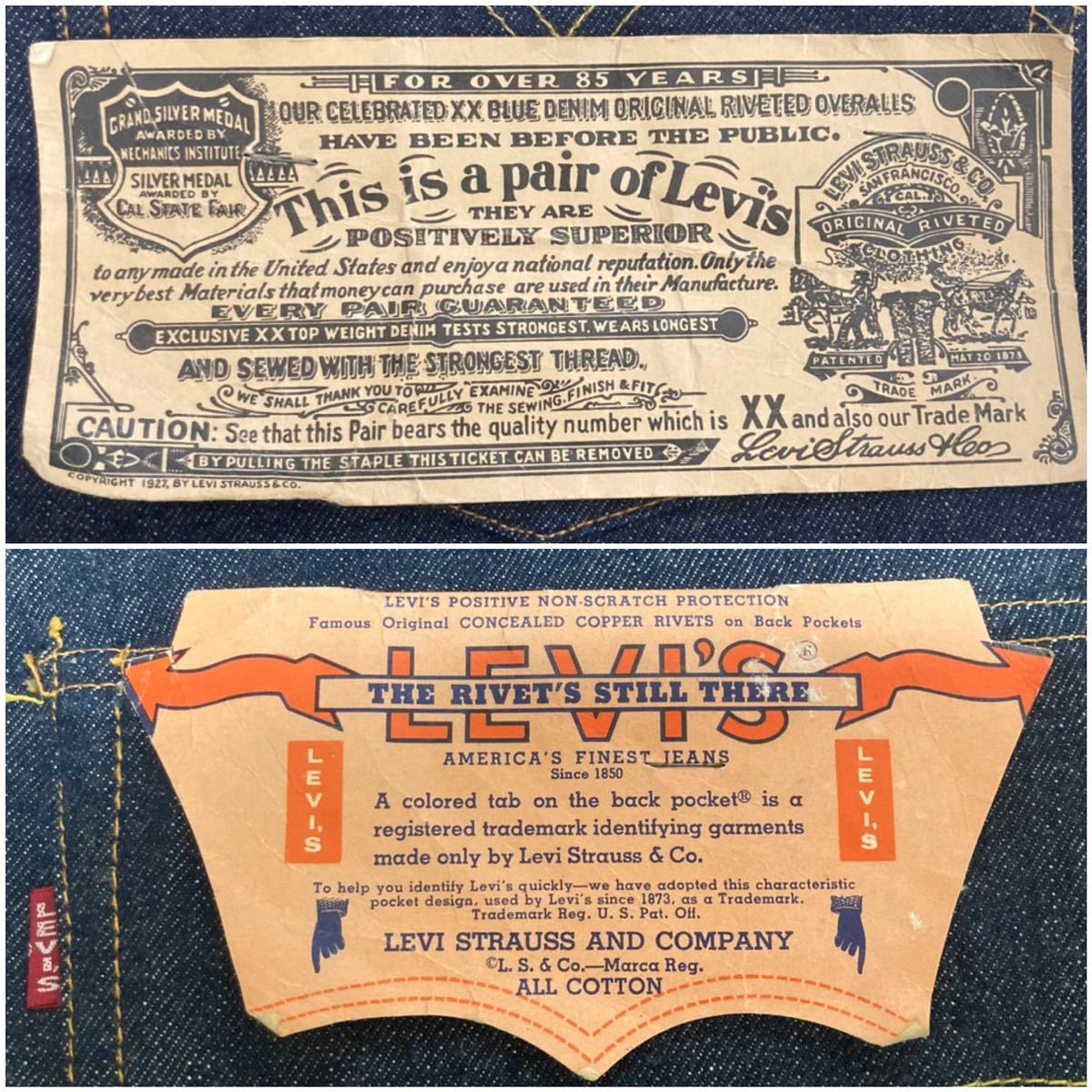  Levi's 50s 501XX guarantee entering paper patch dead stock flasher attaching 55 model 16 number factory Vintage 