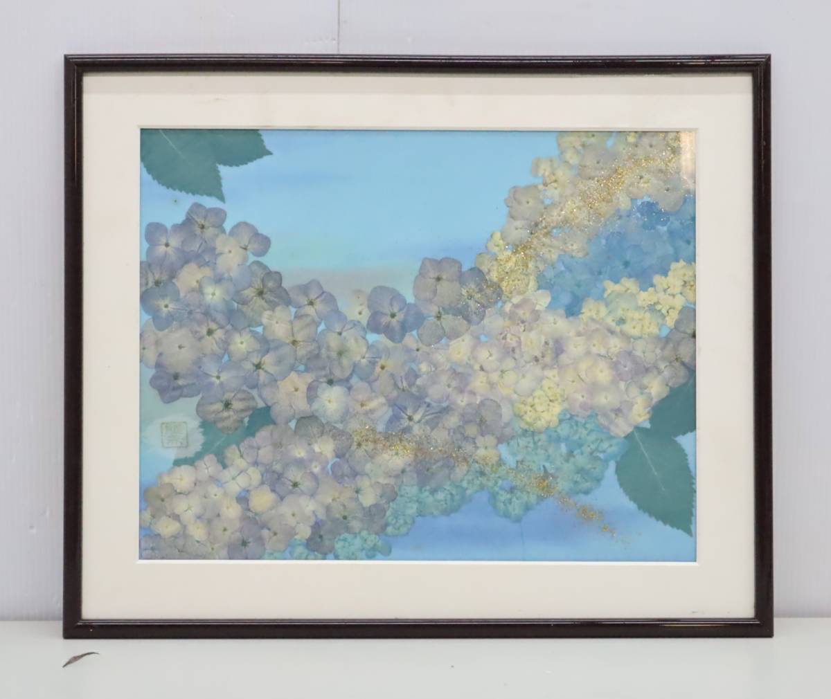 △ |額飾り| 押し花アート 額装 インテリア|アジサイ 紫陽花