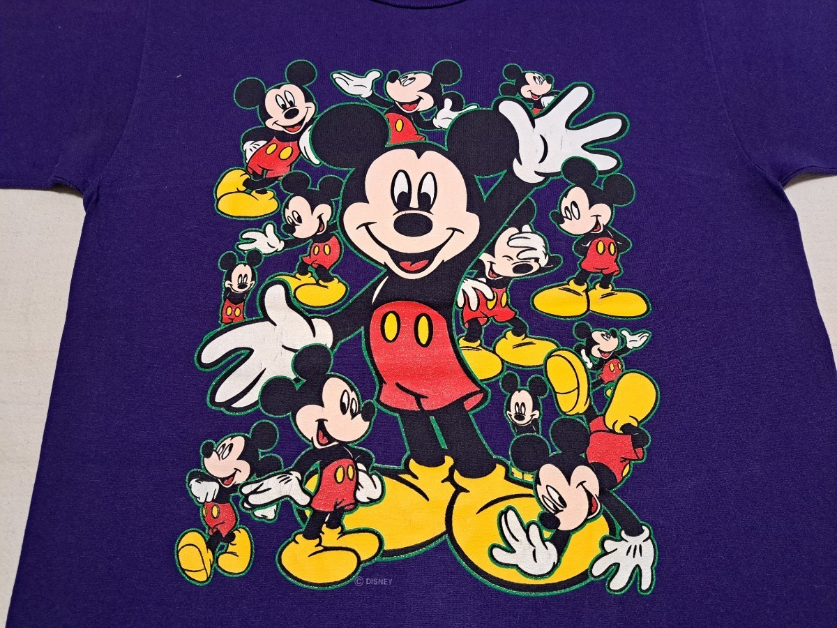 ■90’s～♪VINTAGE USA製 Disney ミッキー プリント Tシャツ ムラサキ OLD MICKEY MOUSE 90年代 アメリカ製【Mサイズ】■_画像4