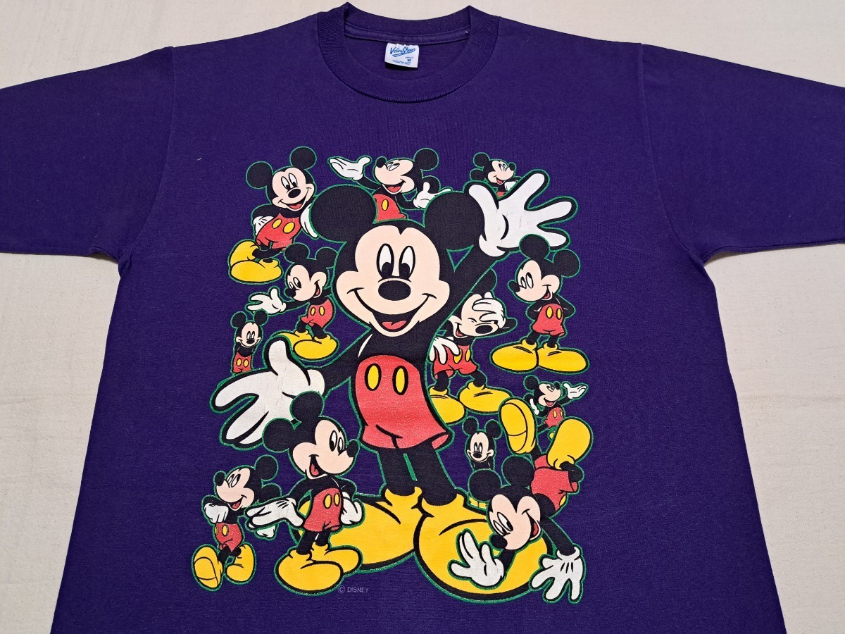 ■90’s～♪VINTAGE USA製 Disney ミッキー プリント Tシャツ ムラサキ OLD MICKEY MOUSE 90年代 アメリカ製【Mサイズ】■_画像1